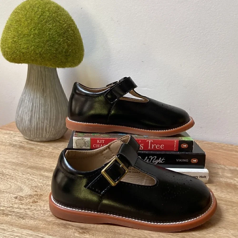 Kiderence Girls Flat Dress Shoes School Oxfords Mary Jane Black Shoe New